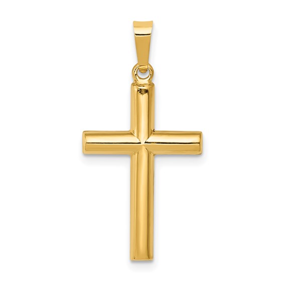 14kt Yellow Gold 3/4in Hollow Latin Cross Pendant