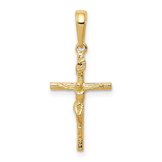 14kt Yellow Gold 3/4in INRI Hollow Slender Crucifix