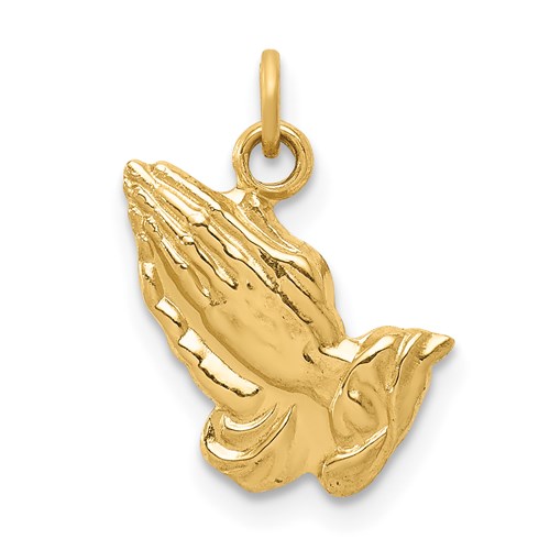 14k Yellow Gold Praying Hands Charm 1/2in