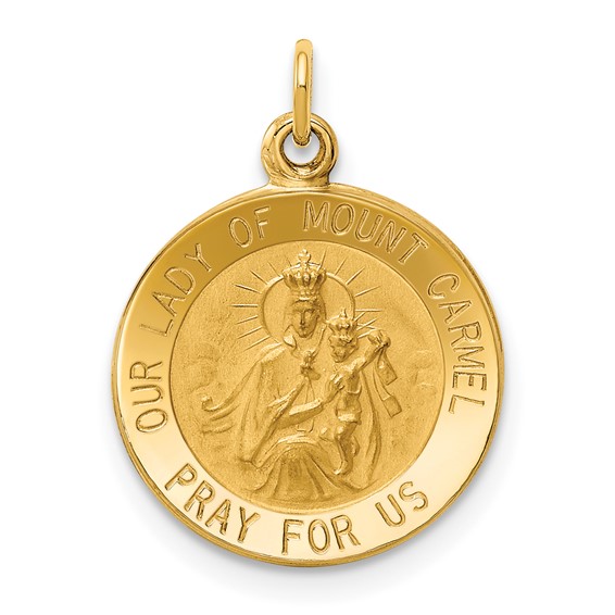 14k Yellow Gold Small Our Lady of Mount Carmel Medal Charm