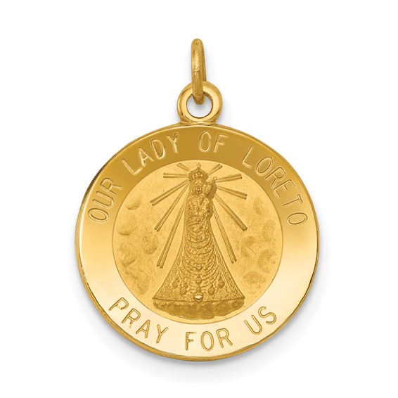 14k Yellow Gold 9/16in Our Lady of Loretto Medal Charm