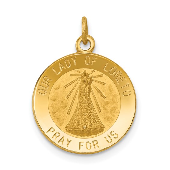 14k Yellow Gold 9/16in Our Lady of Loreto Medal Charm