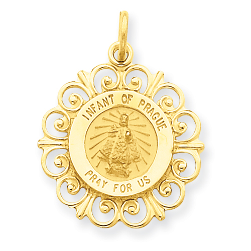 14k Yellow Gold Infant of Prague Fancy Charm Pendant Medal