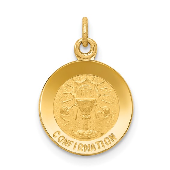 14k Yellow Gold Round Confirmation Charm 7/16in