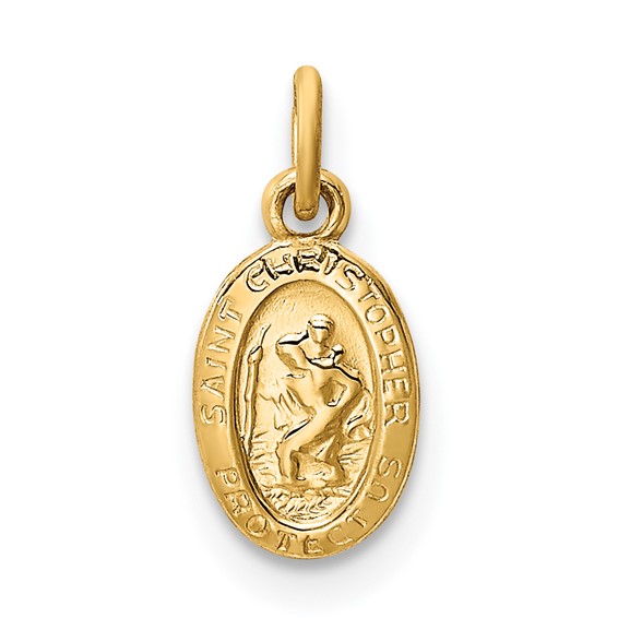 14k Yellow Gold 3/8in Saint Christopher Medal Charm