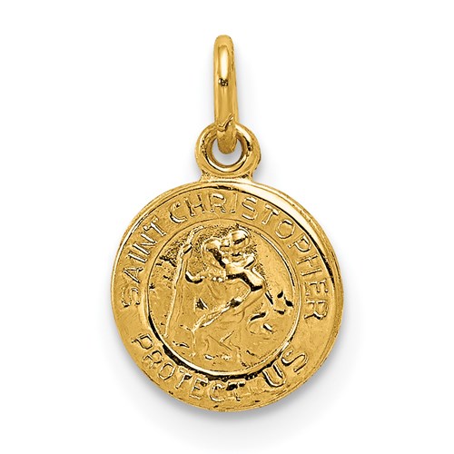 14kt Yellow Gold 5/16in Saint Christopher Medal Charm