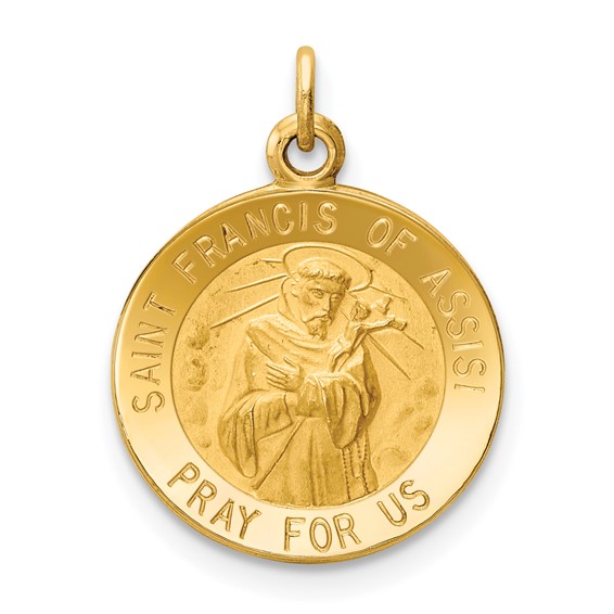 14kt Yellow Gold 9/16in Saint Francis of Assisi Medal Charm