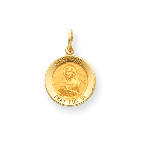 14k Yellow Gold 9/16in Saint Paul Medal Charm