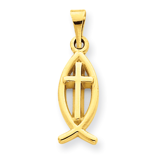 14kt Yellow Gold 1/2in Ichthus Fish Charm
