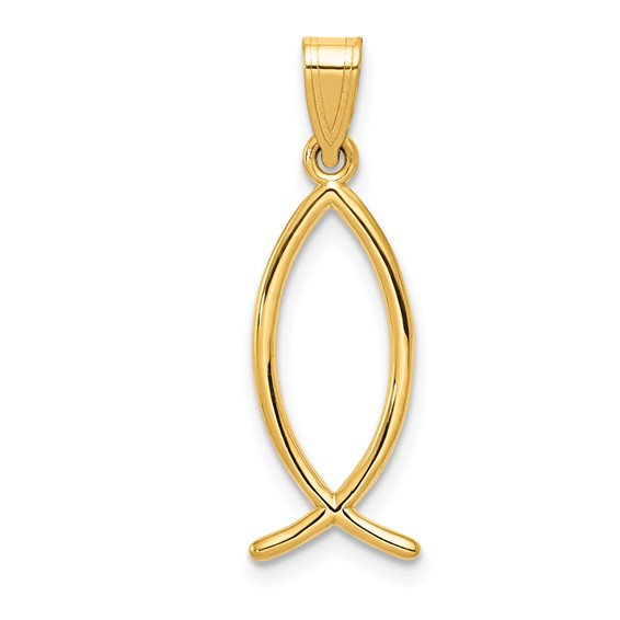 14kt Yellow Gold 3/4in Ichthus Fish Charm