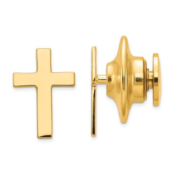 14k Yellow Gold 7/16in Polished Cross Tie Tac