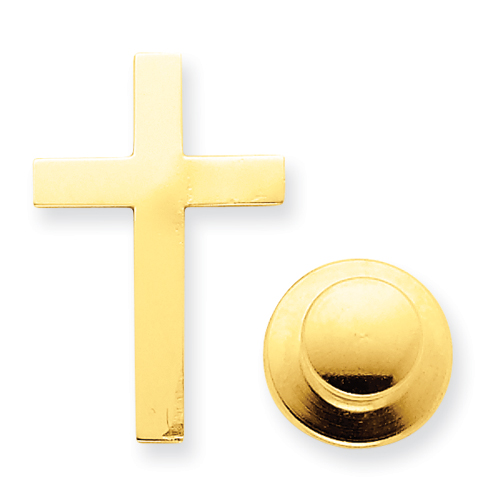 14k Yellow Gold 3/4in Cross Tie Tac