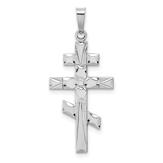14kt White Gold 1in Eastern Orthodox Cross Pendant