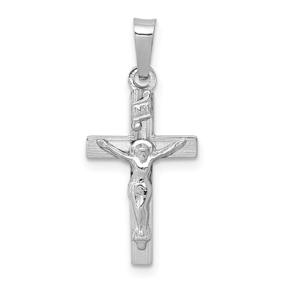 14kt White Gold 11/16in INRI Crucifix Pendant