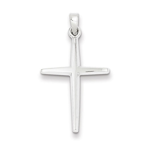 14k White Gold Polished Cross Pendant with Tapered Arms 1in