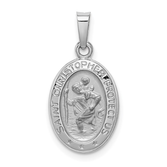 14k White Gold 5/8in Saint Christopher Medal Charm