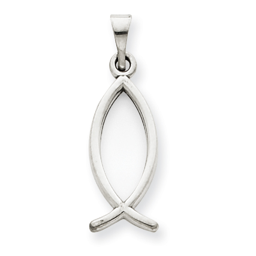 14kt White Gold 5/8in Ichthus Fish Pendant