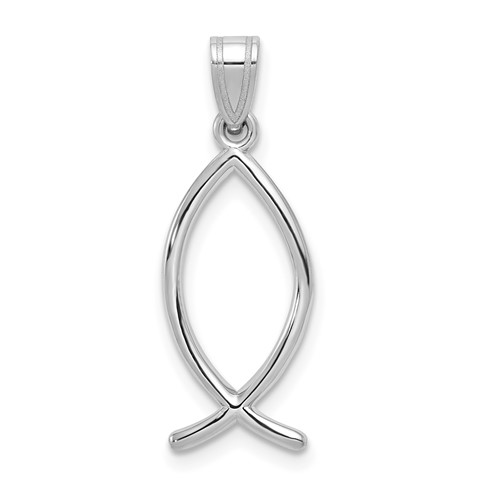 14kt White Gold 3/4in Ichthus Fish Pendant