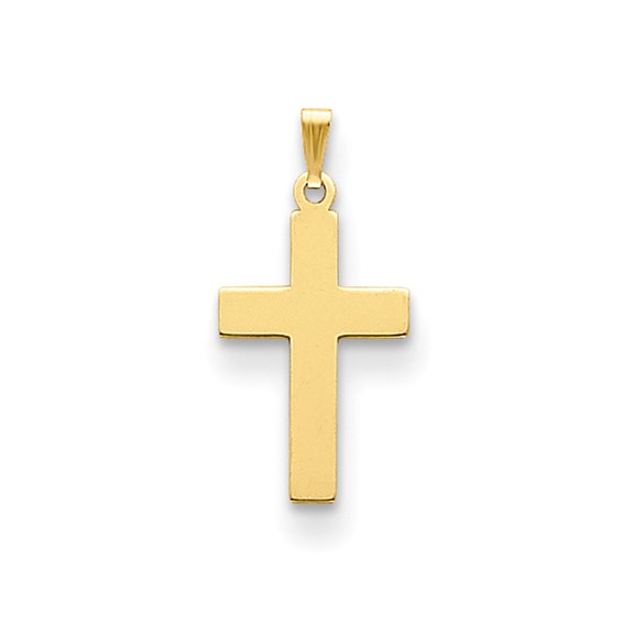 14k Yellow Gold Smooth Polished Latin Cross Pendant 7/8in
