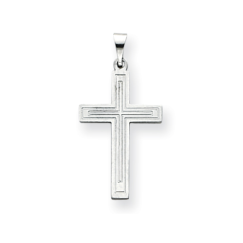 14kt White Gold 7/8in Latin Cross Pendant with Inset Cross
