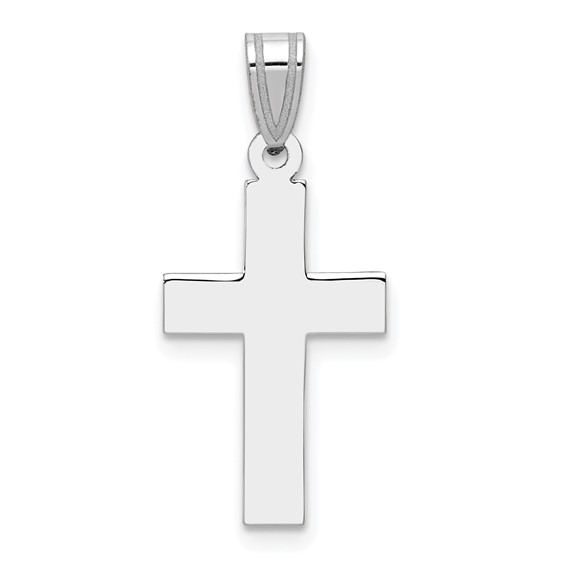 14kt White Gold Cross Pendant with Shiny Finish 3/4in