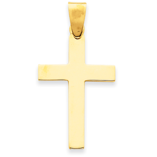 14k Yellow Gold 1 1/8in Polished Cross Pendant