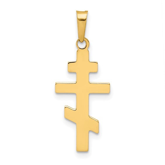 14kt Yellow Gold 3/4in Eastern Orthodox Cross With Smooth Finish
