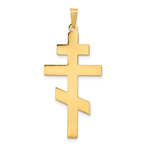 14k Yellow Gold 1 1/4in Smooth Eastern Orthodox Cross Pendant