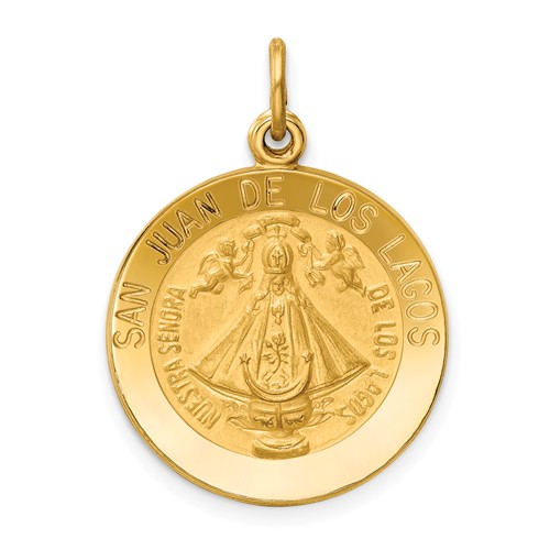 14k Yellow Gold Our Lady of San Juan Medal 11/16in