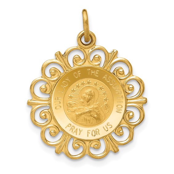 14k Yellow Gold 11/16in Our Lady Of The Assumption Medal Pendant