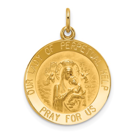 14k Yellow Gold 3/4in Our Lady of Perpetual Help Medal Pendant