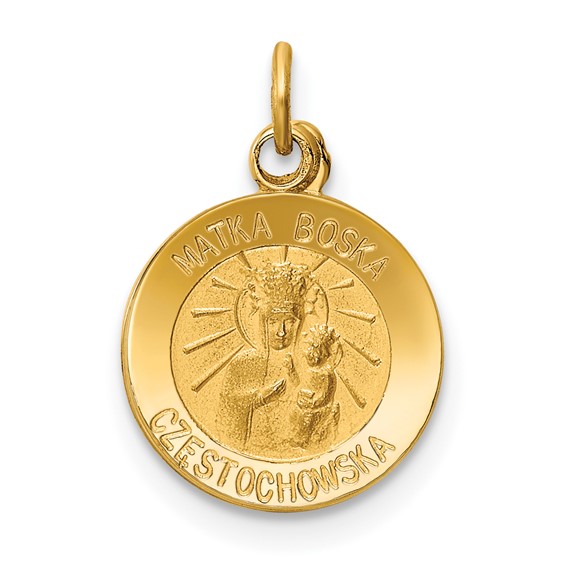 14k Yellow Gold 7/16in Matka Boska Medal Charm