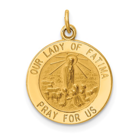 14kt Yellow Gold 9/16in Our Lady of Fatima Medal Charm