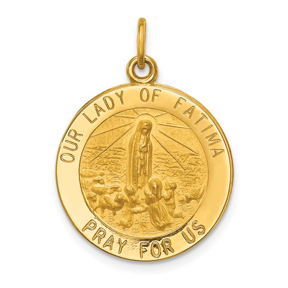 14k Yellow Gold 3/4in Our Lady of Fatima Medal