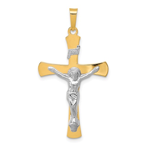 14kt Two-tone Gold 1 1/8in INRI Crucifix Pendant