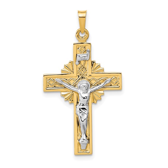 14kt Two-tone Gold 1 1/8in INRI Crucifix Pendant