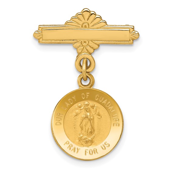 14k Yellow Gold 1in Our Lady of Guadalupe Medal Pin