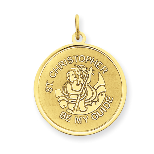 14kt Yellow Gold 3/4in Saint Christopher Be My Guide Medal