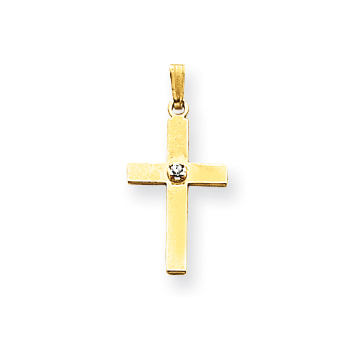 14kt 11/16in Polished .01ct. Diamond Cross Pendant