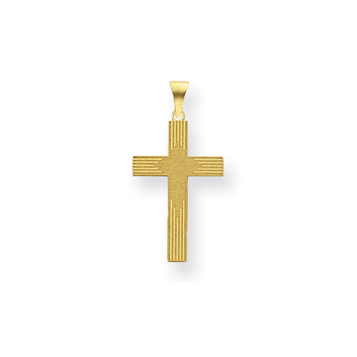 14k Yellow Gold Laser Etched Latin Cross 5/8in
