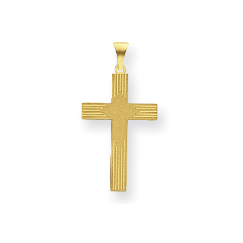 14k Yellow Gold Laser Etched Latin Cross 3/4in