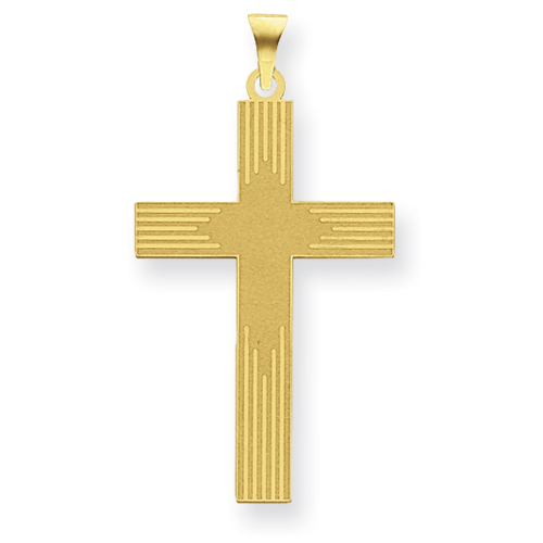 14k Yellow Gold Laser Etched Latin Cross 1 1/4in