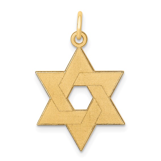 14kt Yellow Gold 3/4in Laser Designed Star of David Pendant