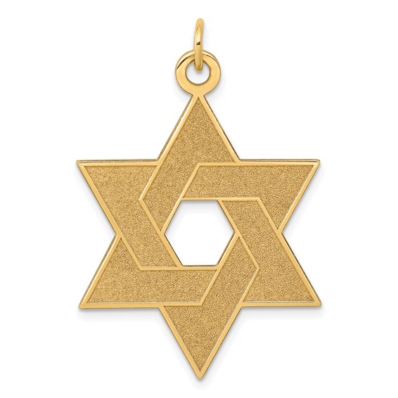 14kt Gold 1 1/4in Laser Designed Star of David Pendant