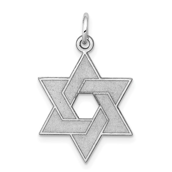 14kt White Gold 3/4in Laser Designed Star of David Pendant
