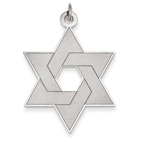 14kt White Gold 1 1/4in Laser Designed Star of David Pendant