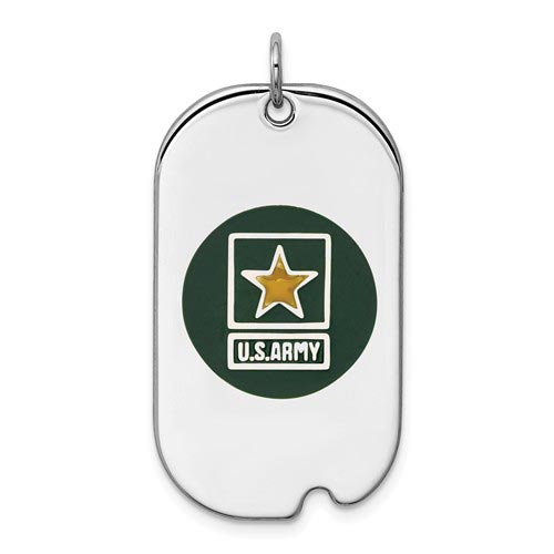 Sterling Silver United States Army Star Dog Tag Pendant