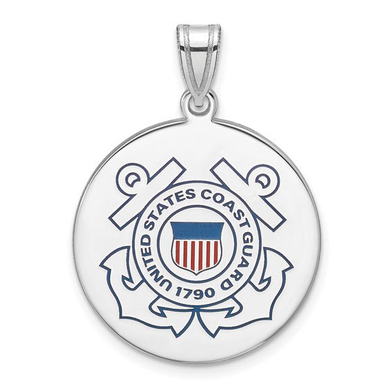 Sterling Silver U.S. Coast Guard Disc Charm 7/8in