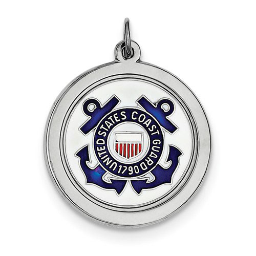 Sterling Silver 7/8in U.S. Coast Guard Disc Charm