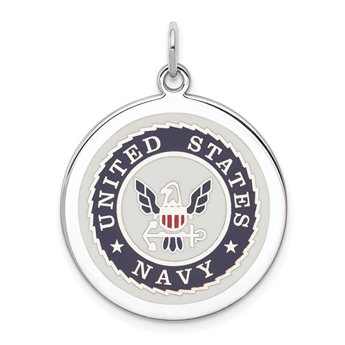 Sterling Silver 7/8in U.S. Navy Round Disc Charm